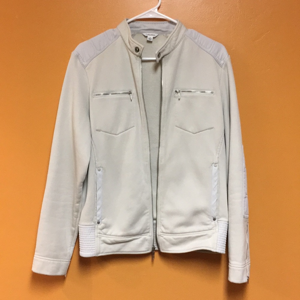Calvin Klein cream moto jacket